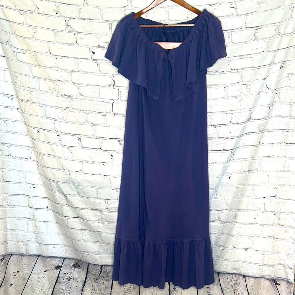 Free People Beach Navy Blue Strapless Maxi Dress Size Large Excellent Condition